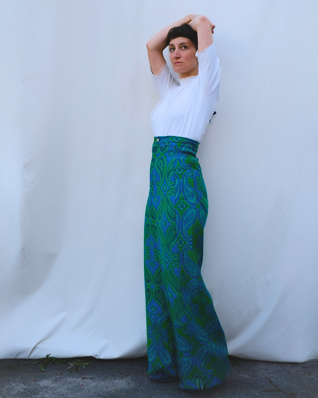 Giraffe Pants : Emerald Green Paisley