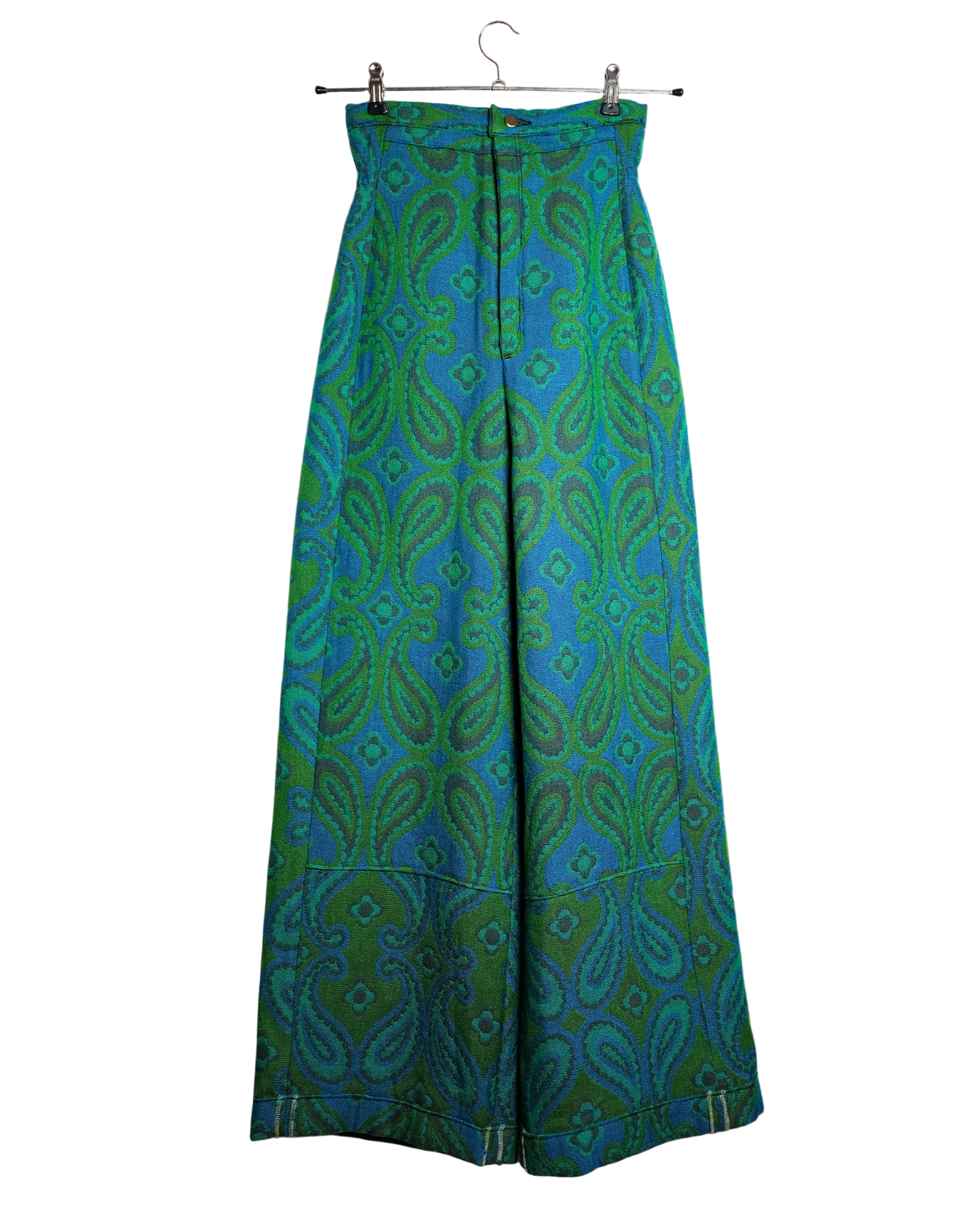 Giraffe Pants : Emerald Green Paisley