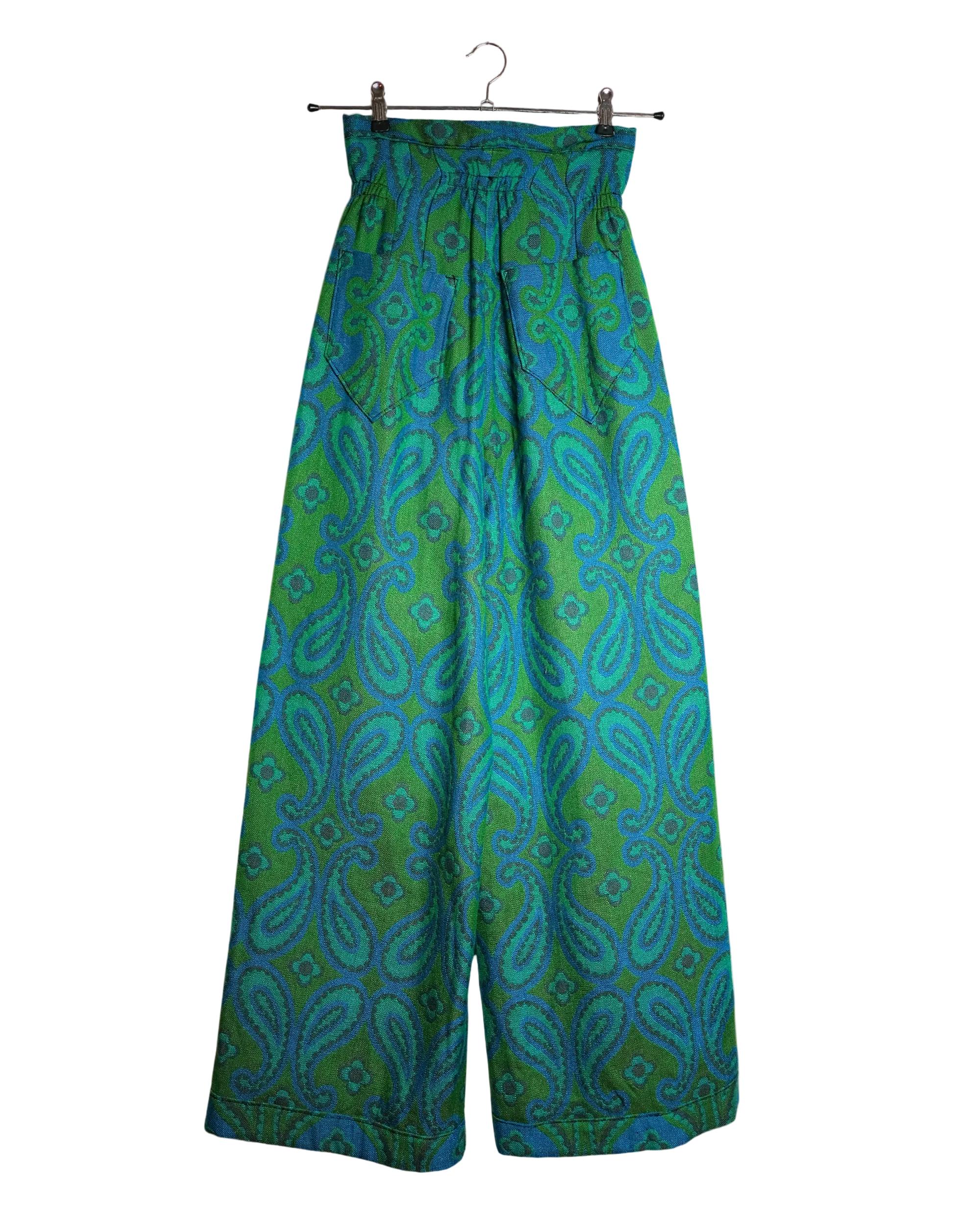 Giraffe Pants : Emerald Green Paisley